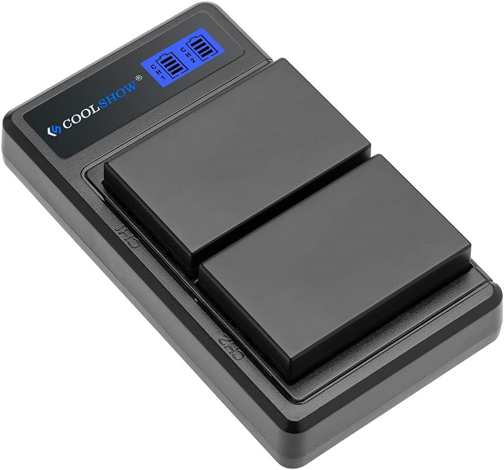 COOLSHOW EN-EL9 Battery 2 Pack and Dual EN-EL9A Dual Battery Charger Compatible with Nikon D3000 D5000 D40 D40x D60 Digital SLR Cameras