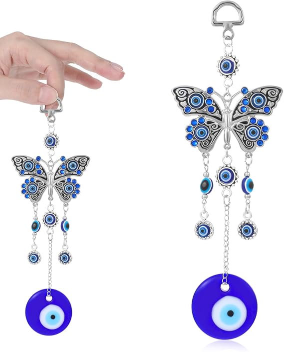 Evil Eye Hanging Decoration, Blue Evil Eye Glass Hanging Pendant Car Charm Ornament Evil Eye Decor Turkish Greek Amulet Car Accessories for Jewelry Good Luck Protection Wedding Party Favors