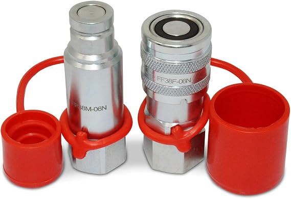 3/8 Flat Face Connect Under Pressure Hydraulic Quick Connect Coupler Set, 3/8 NPT Thread
