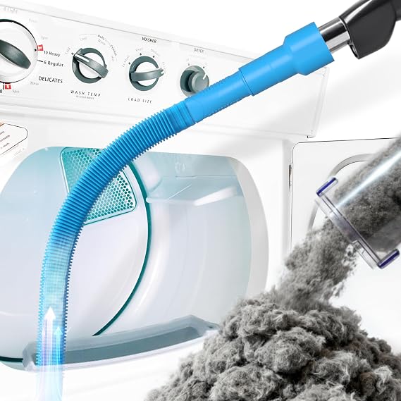 Holikme Dryer Vent Cleaner Kit Blue Lint Vacuum Attachment | Dryer Vent Vacuum Hose Replacement Parts Reach Deep Inside Vents - Remove Hidden Lint, Speed Drying & Reduce Fire Risk