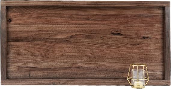 30"x 15" Large Rectangle Black Walnut Wood Ottoman Tray