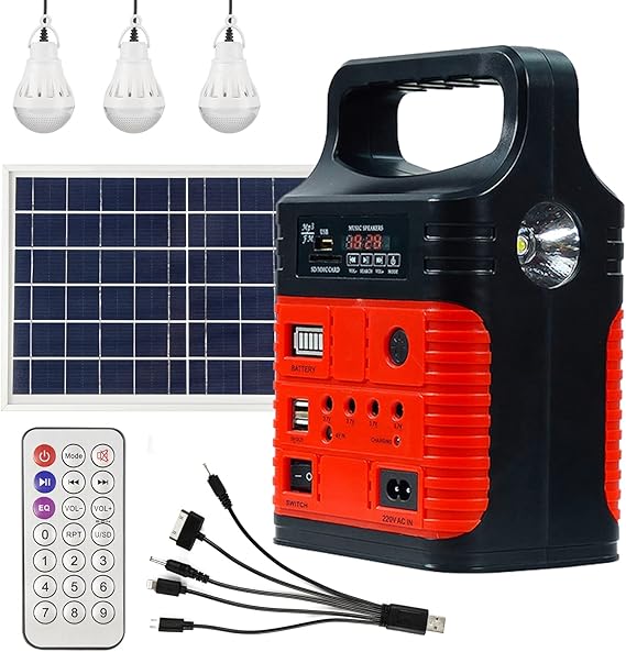 Portable Solar Generator with Panel,10000mAh Power Station for Camping | 10000mAh solar power station with LiFePO4 battery, LED lights and USB/DC charging. Portable backup power for camping