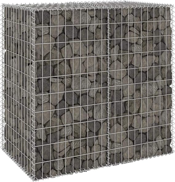 Gabion Wall with Covers Gabion Stone Basket Cage Retaining Wall Privacy Protection for Garden, Patio, Backyard Galvanized Steel 39.4"x23.6"x39.4"