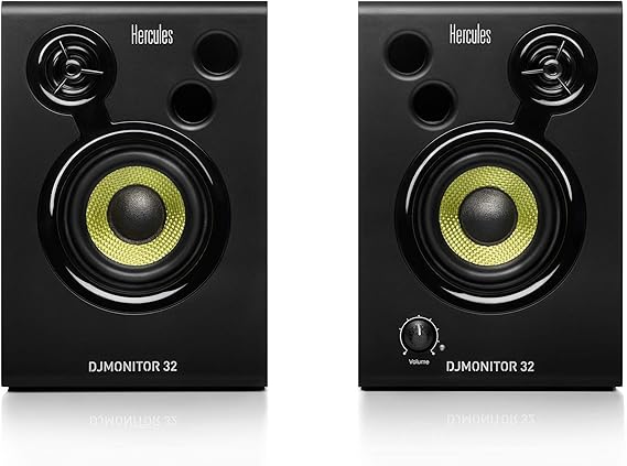 Hercules DJMonitor 32 – Compact 2-Way Active DJ Monitors with 3.5” Speakers for Studio and DJ