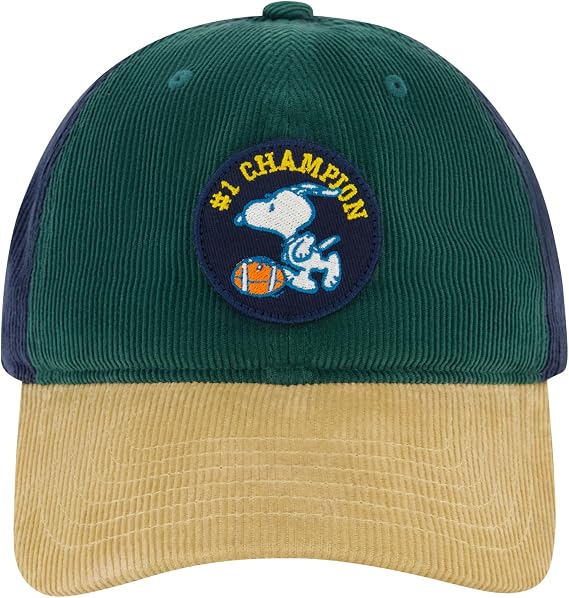 Peanuts Snoopy Dad Hat, Black, One Size | Adult Men's Cotton Baseball Cap with Curved Brim