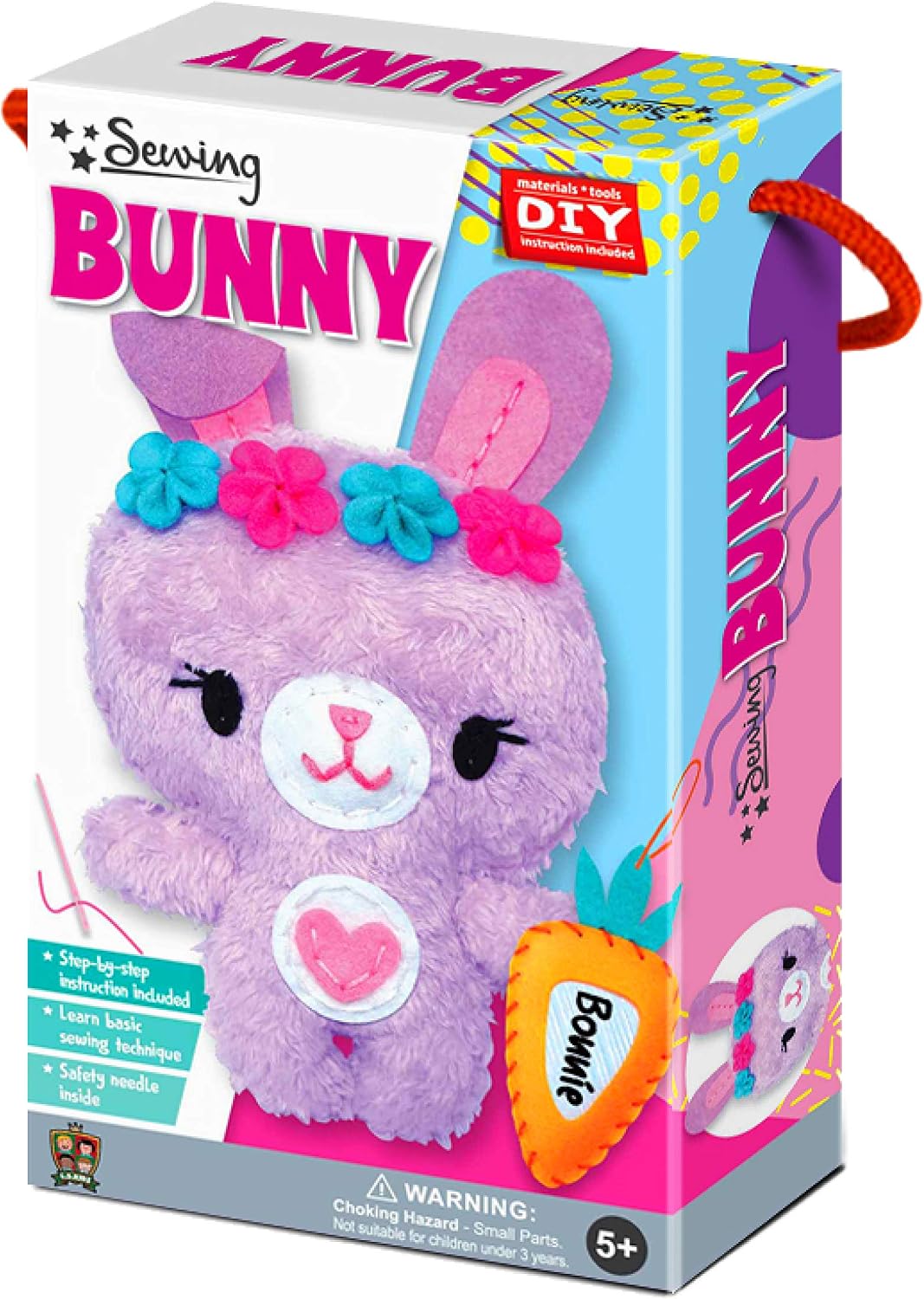 C.S. Kids Magic World DIY Personalised Bunny Sewing Kit |Frist Sewing Arts & Crafts Gifts | Educational Sewing Kit for Kids | Sew Your Own Rabbit Safety Neddle & Instruction Included