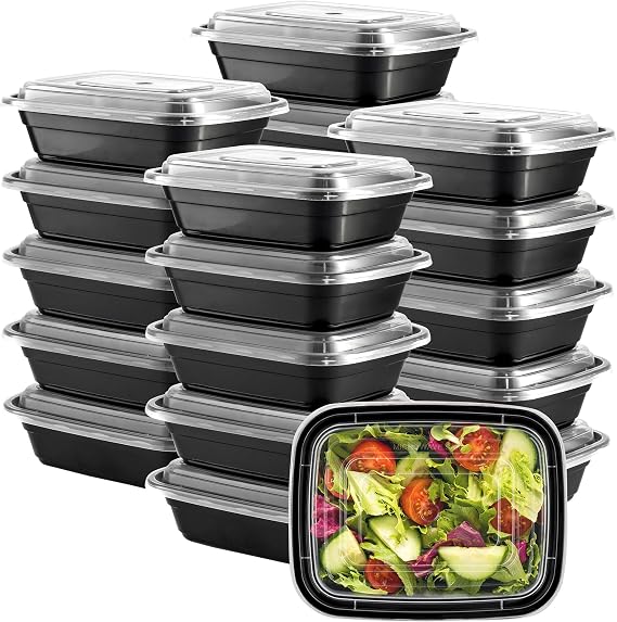 GUSTO 12 oz -1 Compartment Meal Prep Containers with Lids [50 Count] Reusable, Microwaveable, Dishwasher & Freezer Safe, BPA-Free Food Storage Boxes for Portion Control (Formerly Comfy Package)