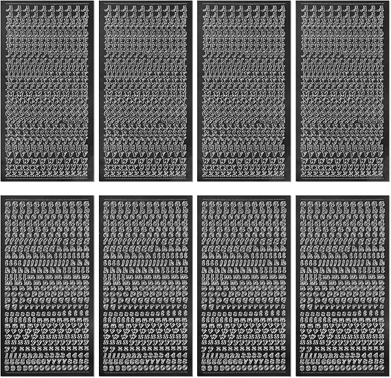 IUAQDP 8 Sheets Alphabet Letter Number Stickers, Upper & Lower Case Letter A-Z + Number 0-9, Mini 5mm Self-Adhesive Resin Glitter Decorative Decal Label for Journal Scrapbook Card Photo Album, Black